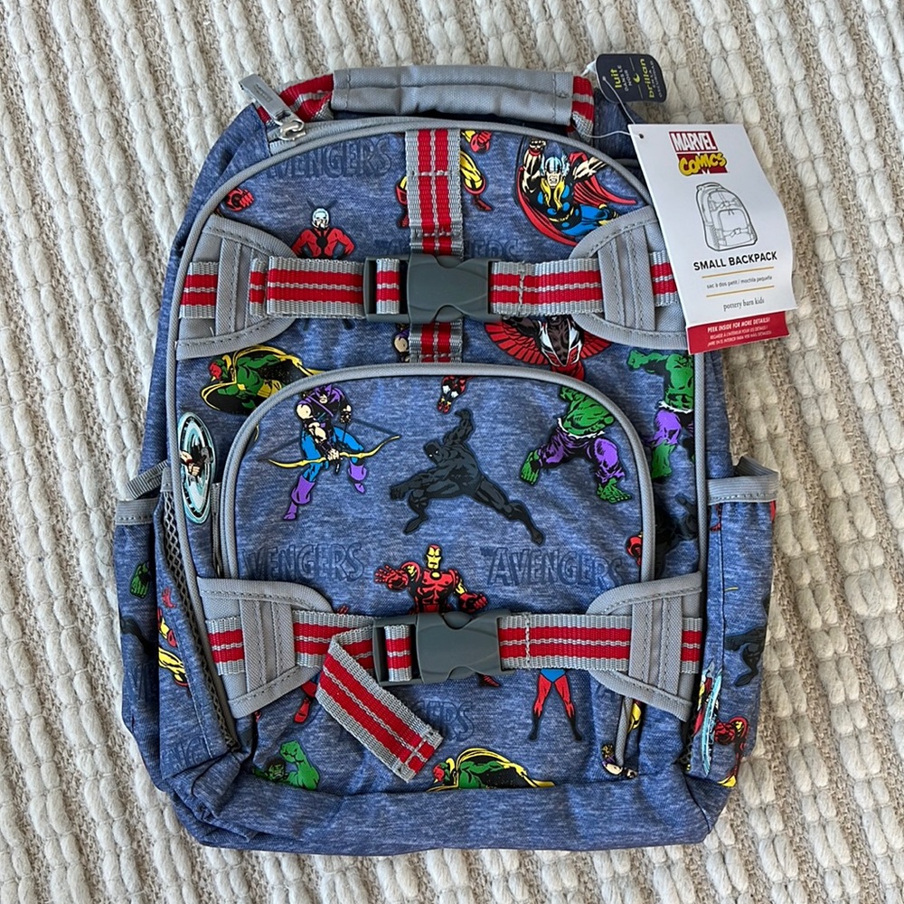 NWT Pottery Barn Kids MARVEL Comics Avengers Backpack (Sz:Small) Blue/Multicolor